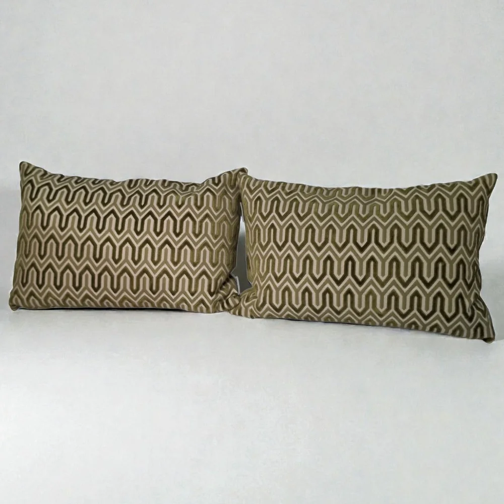 Wayfair Urban Standard Olive Green/Tan Geometric Design 16×24 Accent Pillows